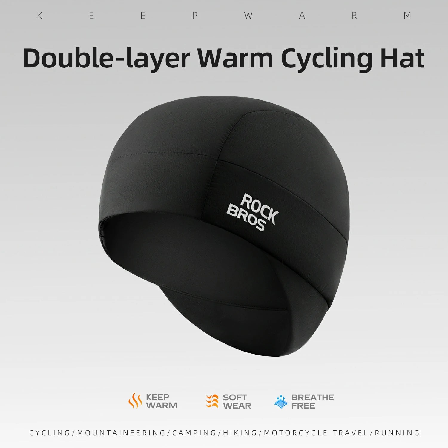 windproof thermal skull cap with extended ear cover for warm winter cycling