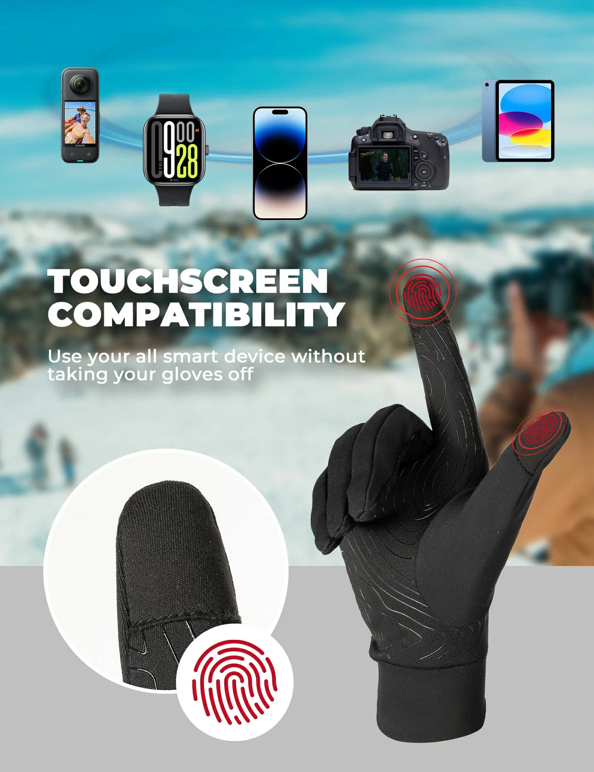 Non-slip cycling glove palm detail