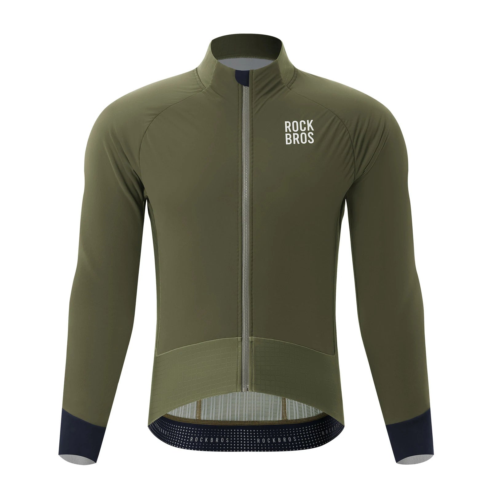 winter thermal cycling jacket with double layer fleece windproof and breathable#Color_Dark Green