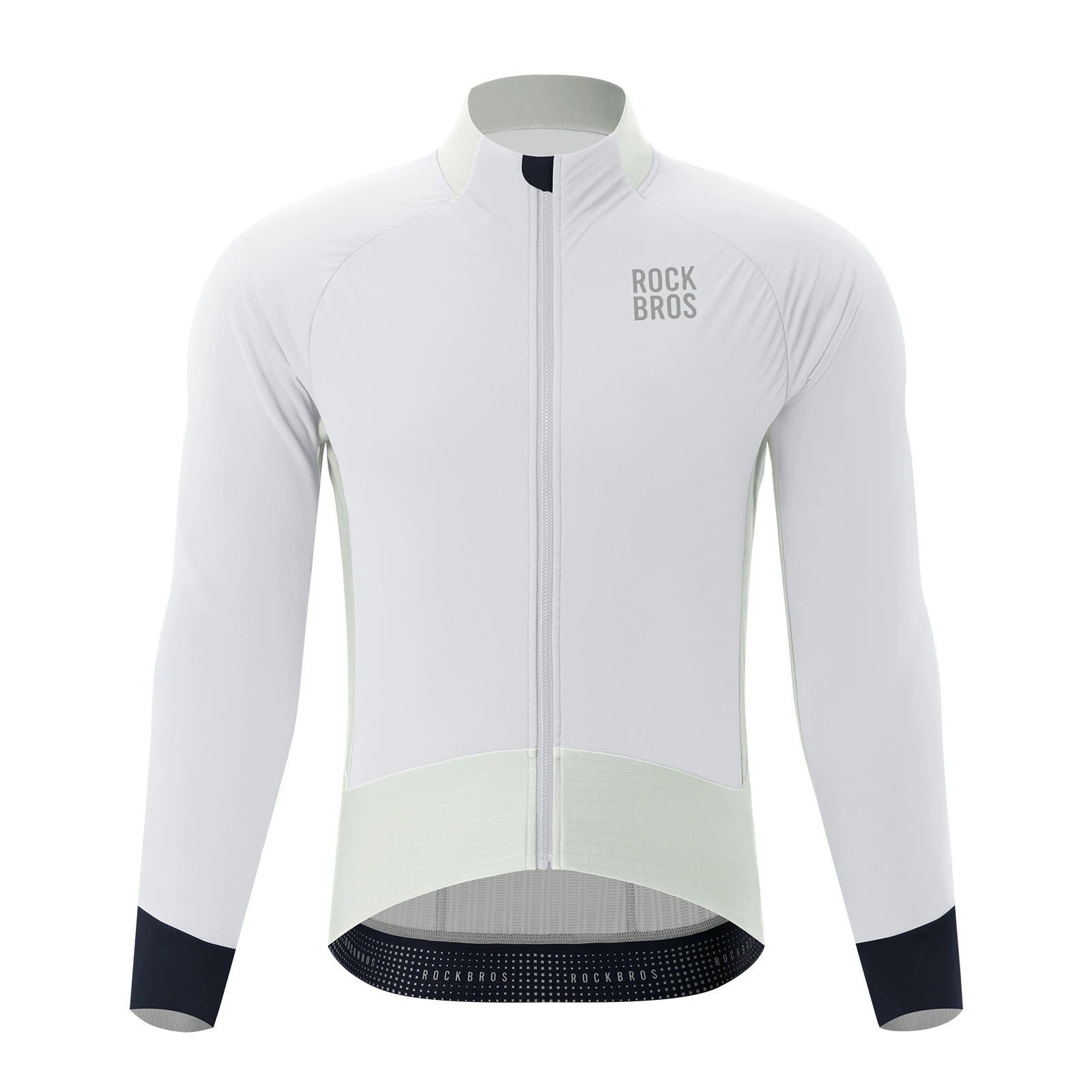 winter thermal cycling jacket with double layer fleece windproof and breathable#Color_Foggy White
