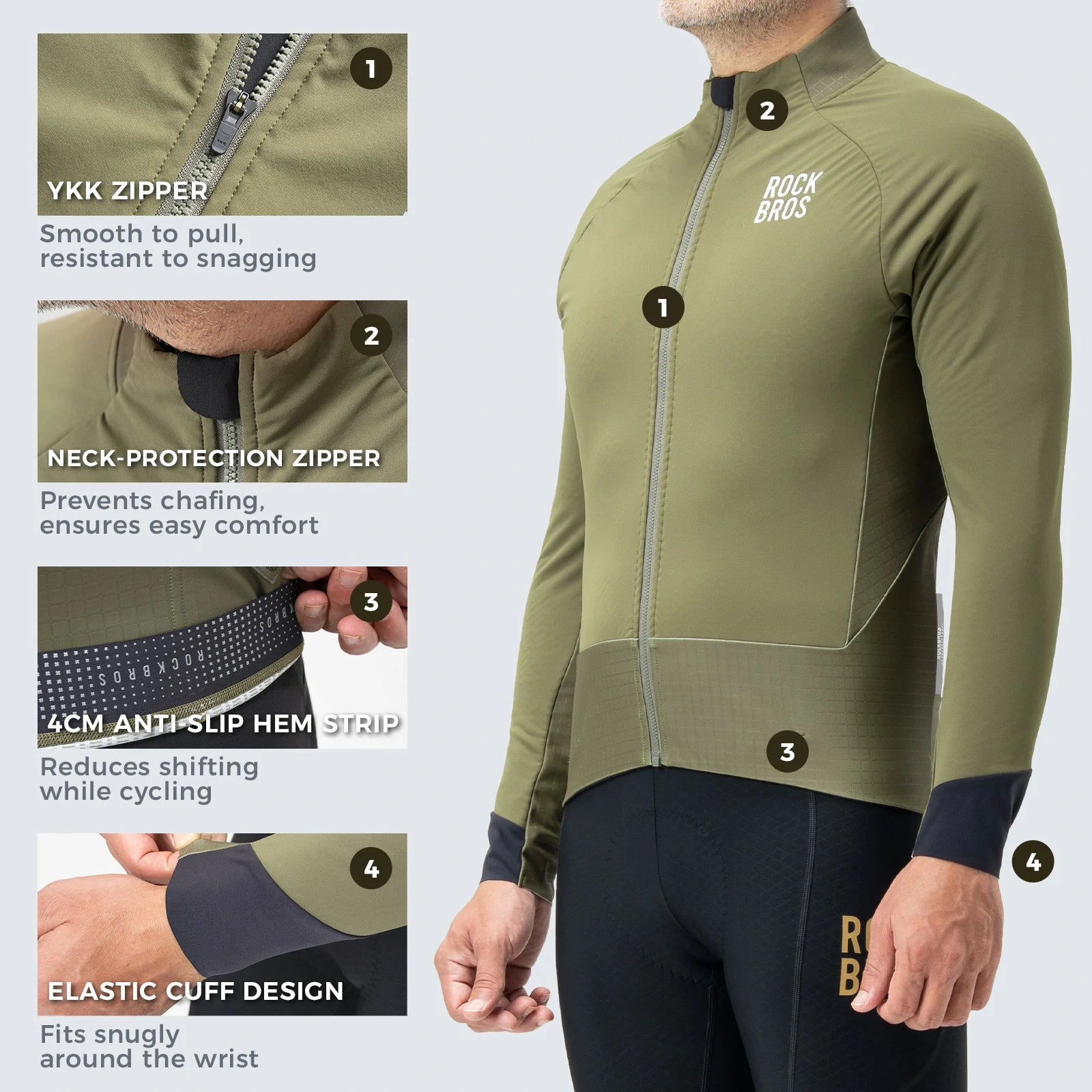 winter thermal cycling jacket with double layer fleece windproof and breathable#Color_Dark Green