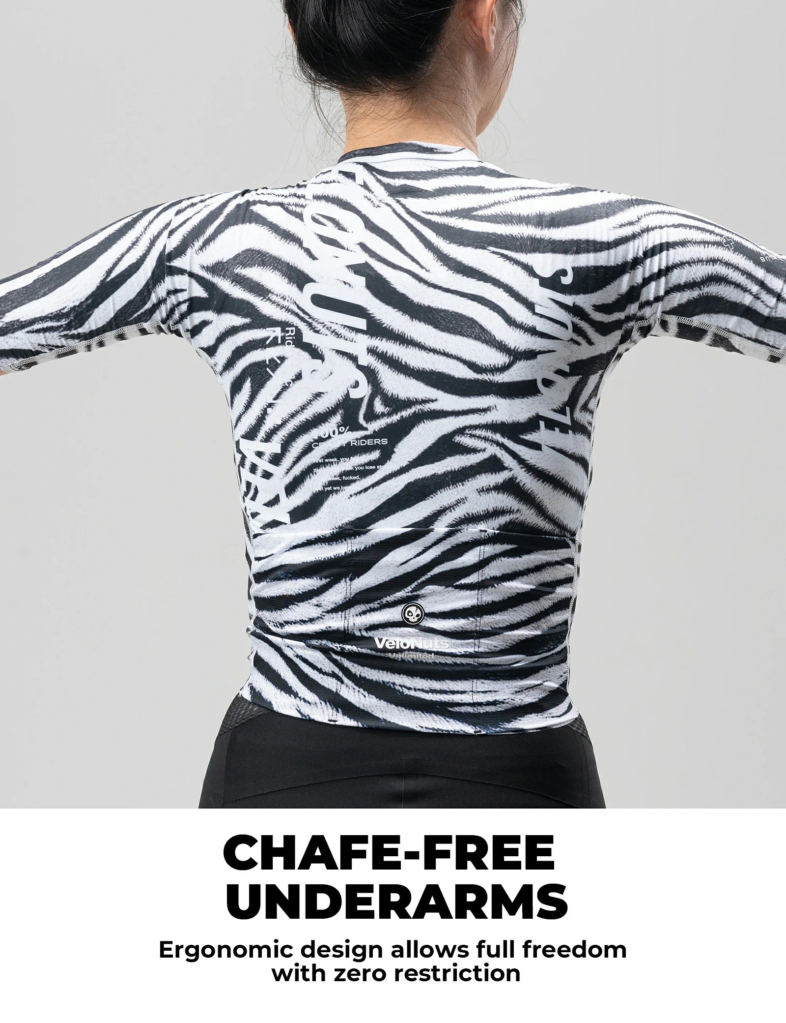 VeloNuts women’s cycling jersey zebra stripe breathable